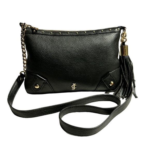 Juicy Couture Black Leather Crossbody Bag with Studs & Tassel - Picture 1 of 16
